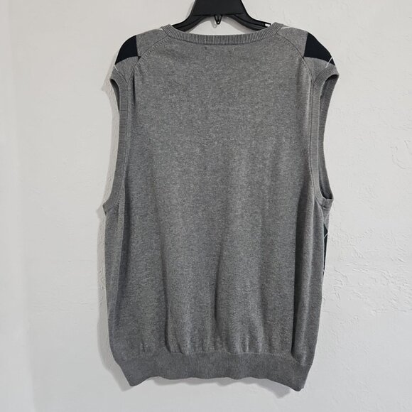 Chaps Sweater Vest Mens Size XL Gray Argyle V Neck Golf Preppy Academia - Picture 3 of 7